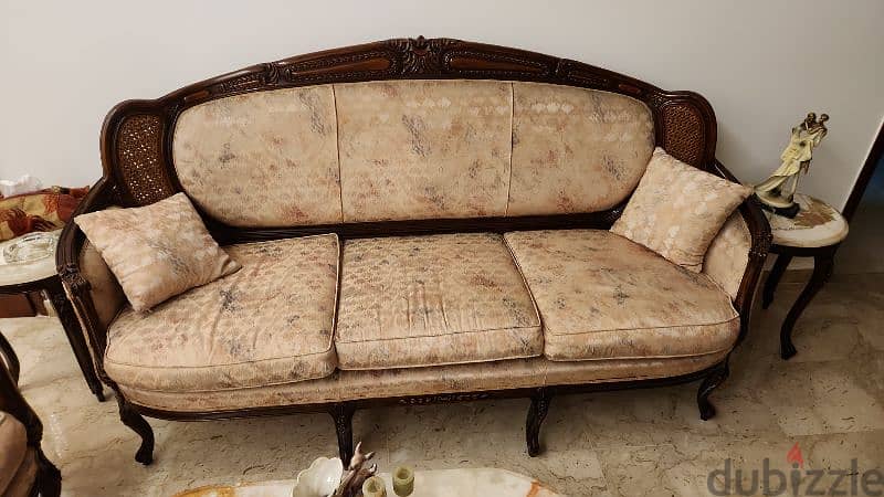 Sofa 200cm with two armchairs vintage style 1