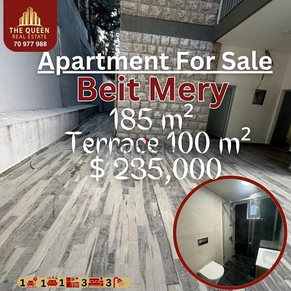 بيت مري شقة مع تاراس للبيع appartement in beit merry plus terrace 0