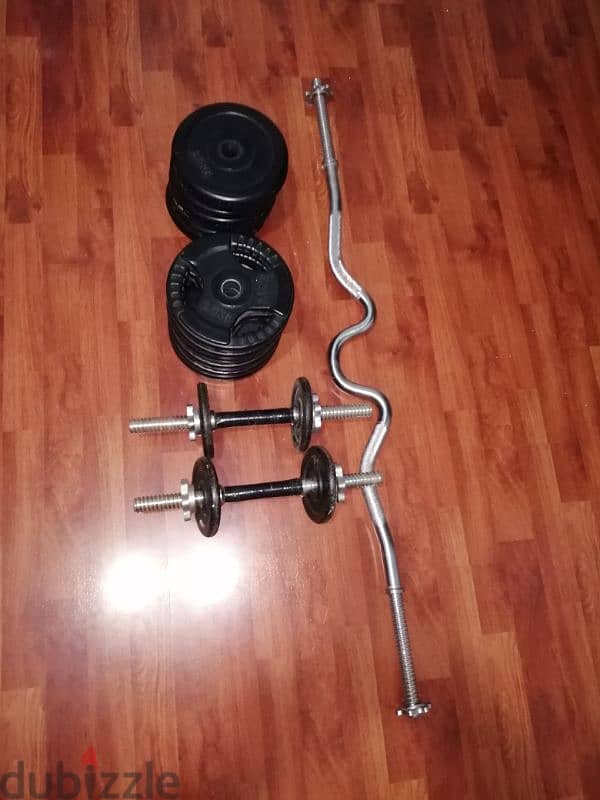 Dumbells and rubber plates for sale 1