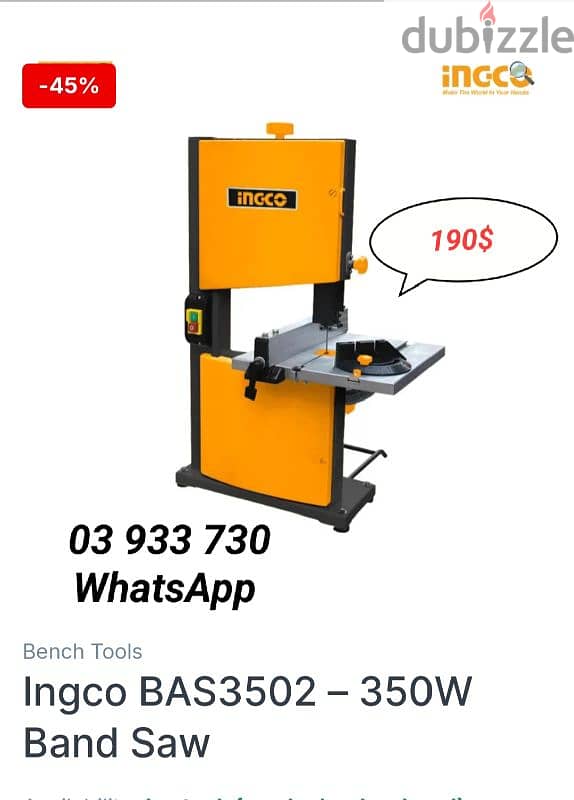 INGCO band Saw 350 w New open Box  Warranty 1 year  INGCO Lebanon 0