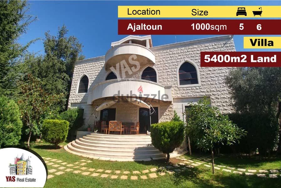 Ajaltoun | 1000M2 Villa | 5400m2 Land | Uique Property | Mountain View 0