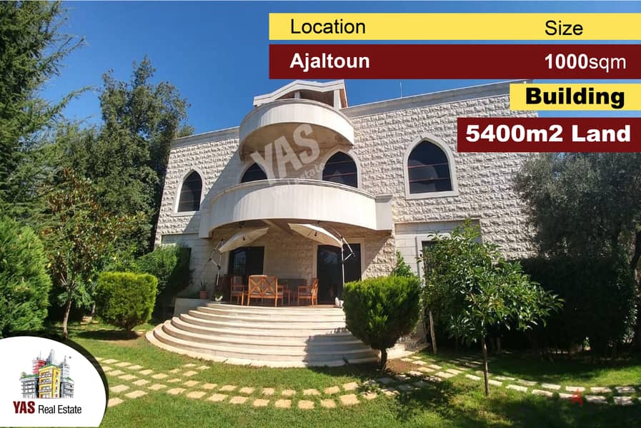 Ajaltoun | 1000M2 Building | 5400m2 Land | Uique Property | View | 0