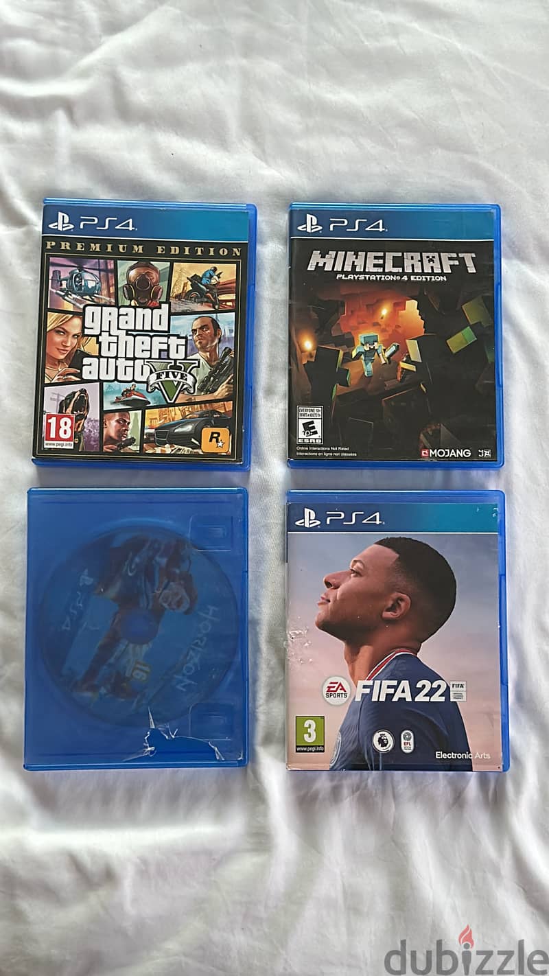 4 CDs (GTA Premium edition, Minecraft, Horizon, Fifa 22) 0