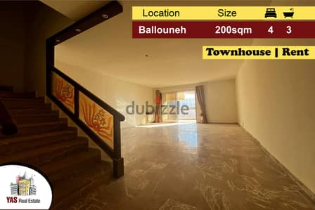 Ballouneh 200m2 | Townhouse| Rent | Mountain View | Prime Location |KS