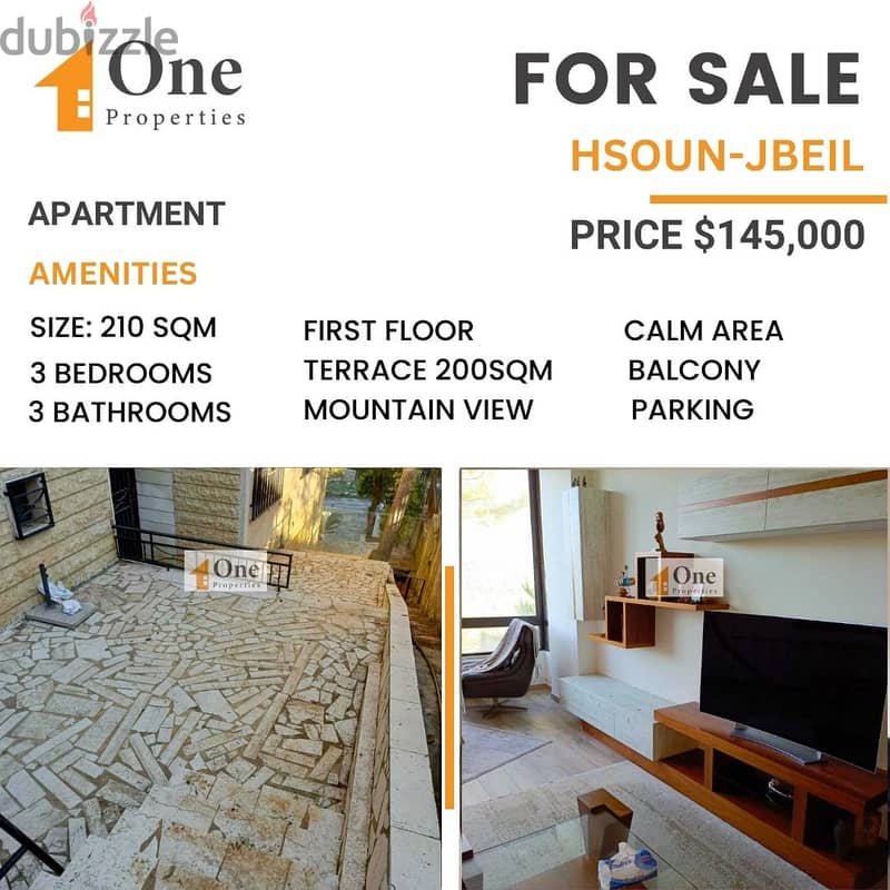 APARTMENT FOR SALE IN HSOUN - JBEIL 0