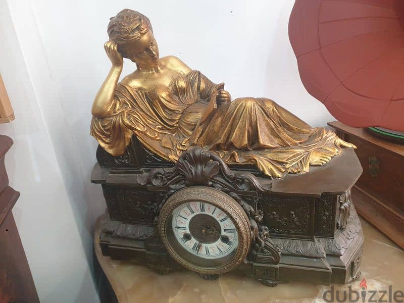 antique big clock made from bronze, french antiques 0