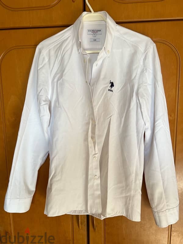 U. S. WHITE POLO BUTTON DOWN COLLAR SHIRT 0