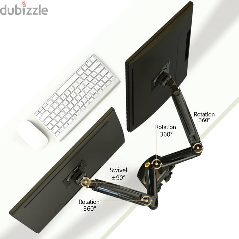 NB F160 Dual Monitor Desk Mount Stand Full Motion - Supports up to 27" 2