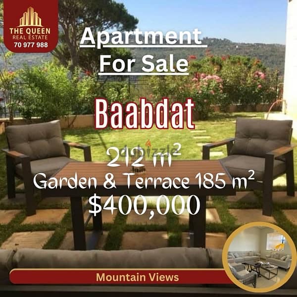 Baabdat appartement with terrace  for sale للبيع بعبدات شقة مع تاراس 0