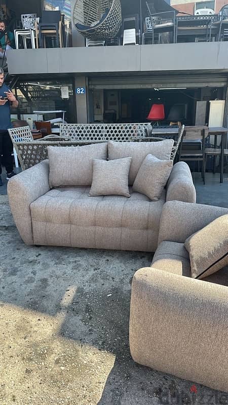 صالون جديد بسعر مستعمل Brand new comfortable 2 sofas still in nylon 1