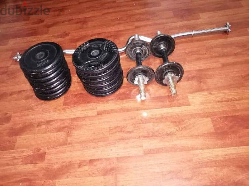 dumbells and rubber plates for sale 0