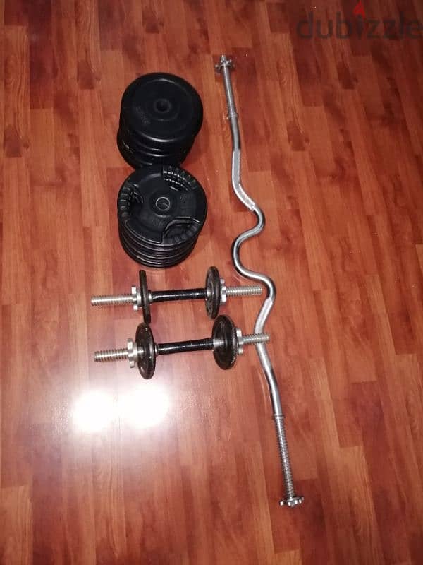 dumbells and rubber plates for sale 1