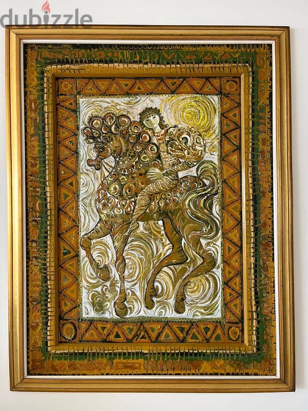 Hrair masterpiece,vintage painting oil on wood 93x123 cm 0