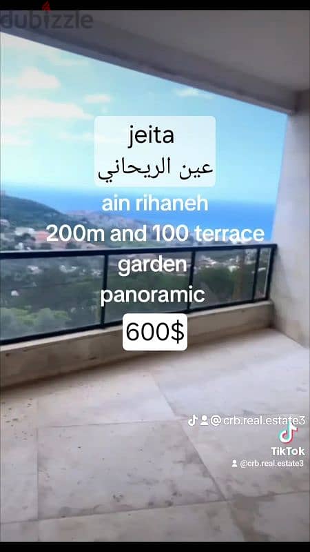 jeita ain rihaneh 200m and 100 terace garden just 600$ brand new 0