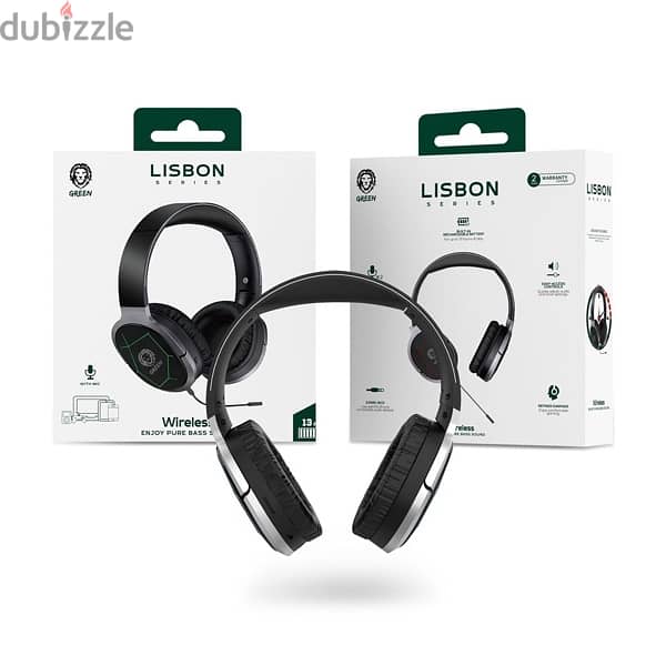 Green Lisbon Series Wireless On-Ear Headphones with Mic 3