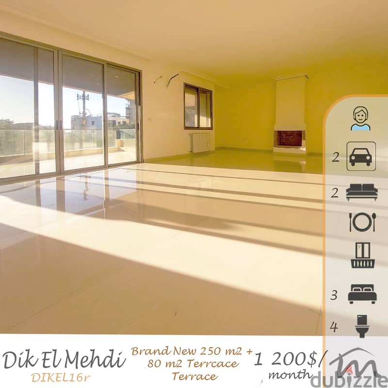 Dik El Mehdi | Brand New 250m² + 80m² Terrace | Huge Balcony | HighEnd 0