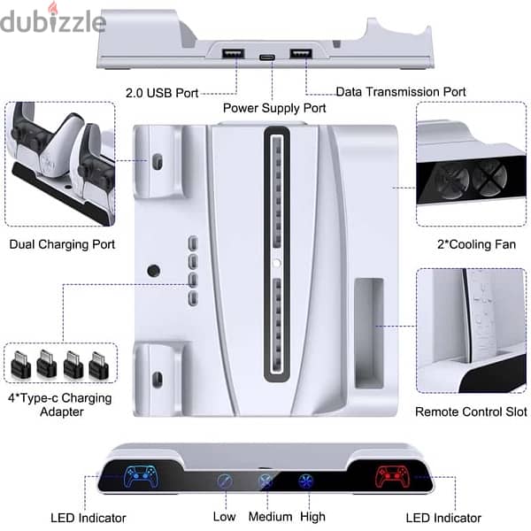 PS5 Multifunctional Stand - Cooling Function & Docking Station 6