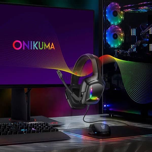 Wired Gaming Headsets With Microphone RGB Light - Onikuma 1