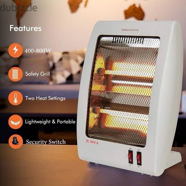 Electric Quartz Heater 400/800W Two Heat Settings - JL Niva 5