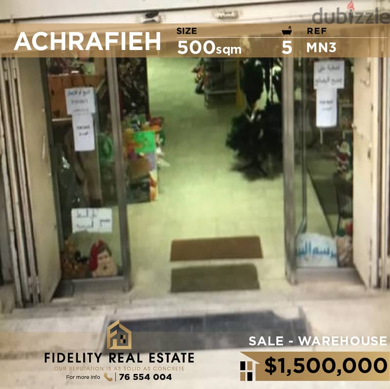 Warehouse for sale in Achrafeh MN3 مستودع للبيع في الأشرفية 0