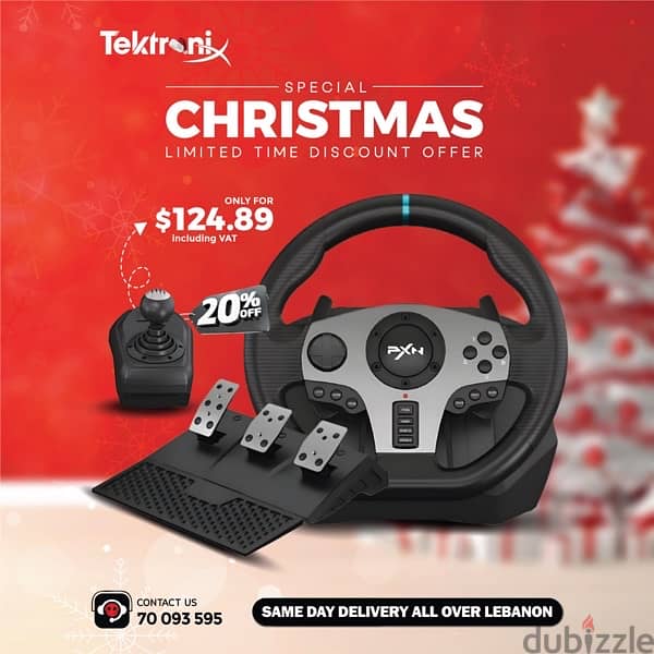 PXN V9 Gaming Steering Wheel With Pedals and Shifter - Driving Gaming 0