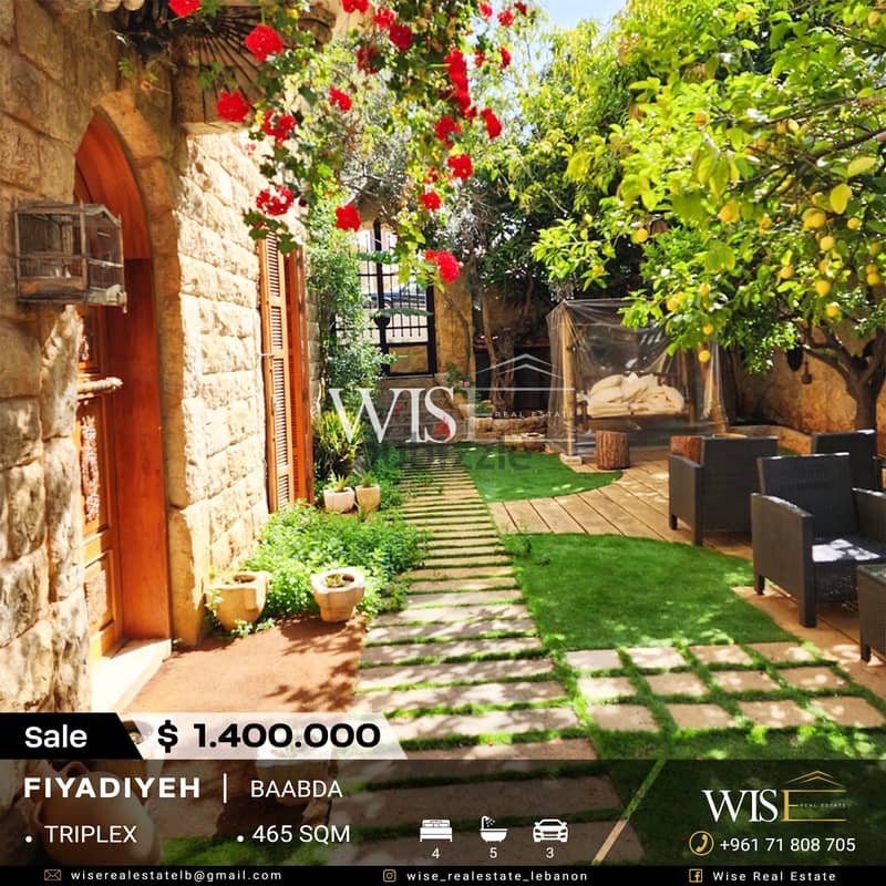  465 SQM triplex villa on 300 SQM land for SALE in Baabda-Fiyadiyeh 0