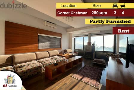 Cornet Chehwan 280m2 | Rent | Partly Furnished | Quiet Street | NE/EL