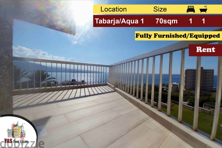 Tabarja/Aqua 1  70m2 | Rent | Furnished Chalet | Open View |IV/AC | 0