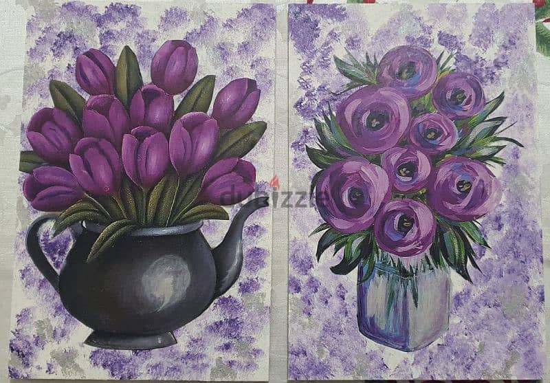 Handmade Purple Bouquet Painting Set 2