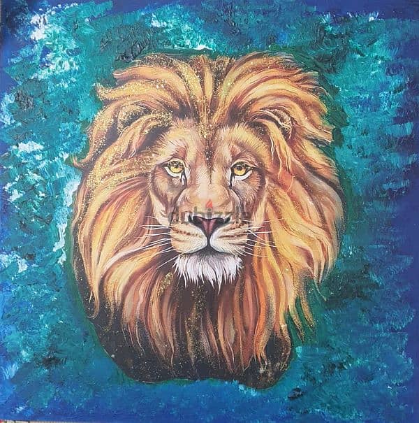 Handmade Lion Painting 30 x 30 0