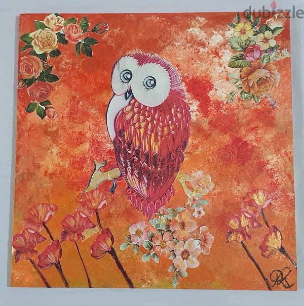 Owl Painting Handmade 30 x 30 0