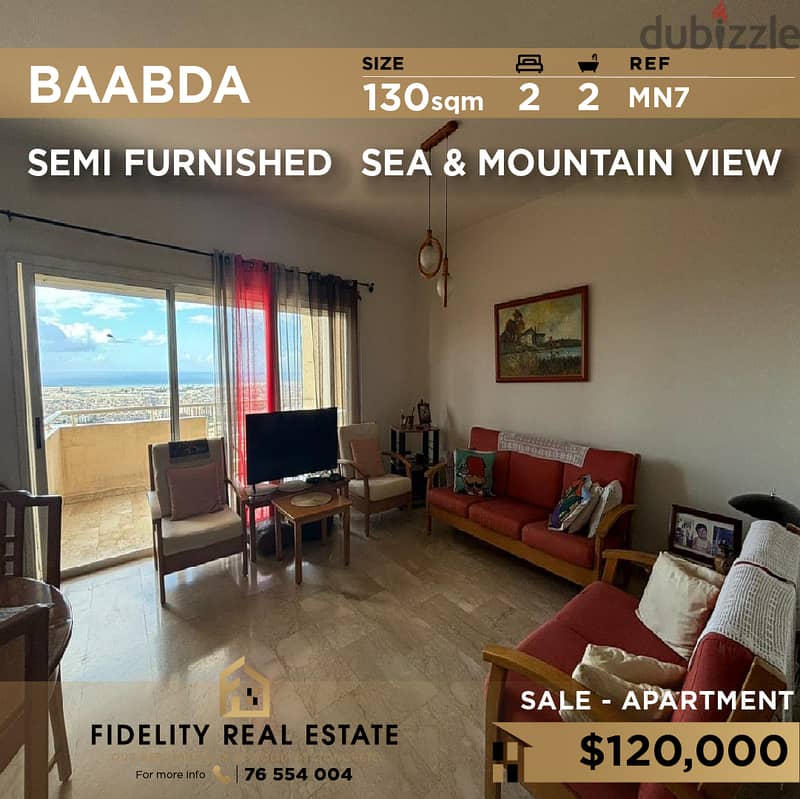 Apartment for sale in Baabda SEMI FURNISHED  MN7 0