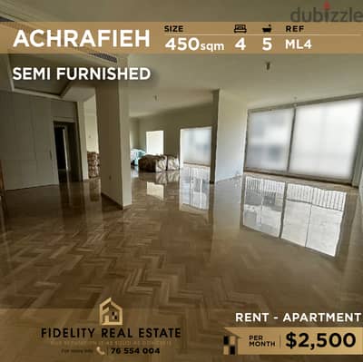 Apartment for rent in Achrafieh semi furnished ML4