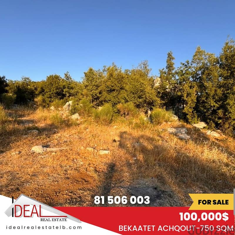 750 sqm Land for sale in Bekaatete Achqout  REF#KZ269 0