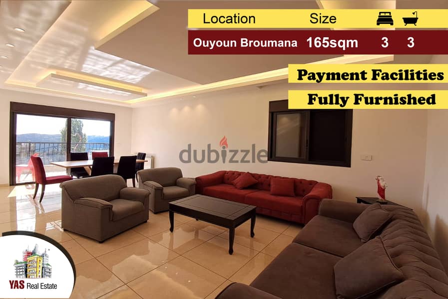 Ouyoun Broumana 165m2 | 95m2 Garden|Furnished | Payment Facilities|AMK 0