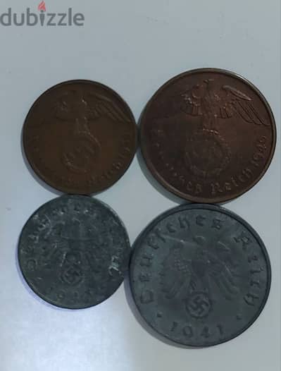 set of four Nazi German Coins of World War II