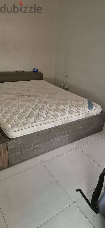 Bed wood and mattress and side storage 2