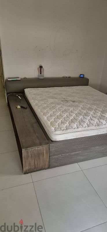 Bed wood and mattress and side storage 3