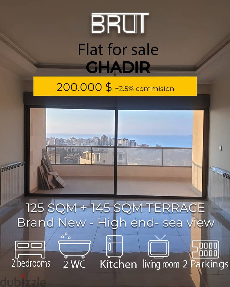 Luxurious 125 sqm +144 sqm Terrace Open sea view in Ghadir Jounieh 0