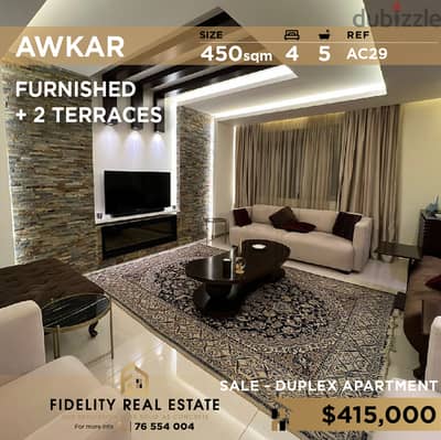 Apartment for sale in Awkar furnished AC29 للبيع في عوكر