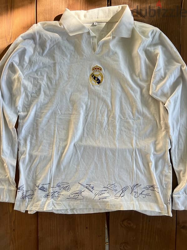 2002-2003 authentic rea madrid “signed” heritage shirt 0