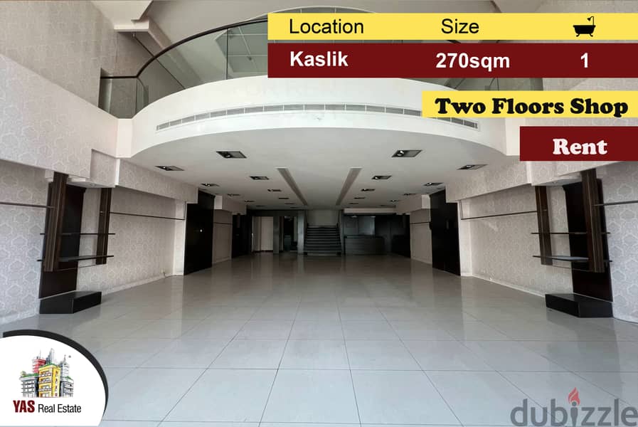 Kaslik 270m2 | Rent | Shop | Ultra Prime Location | High End | EH | 0