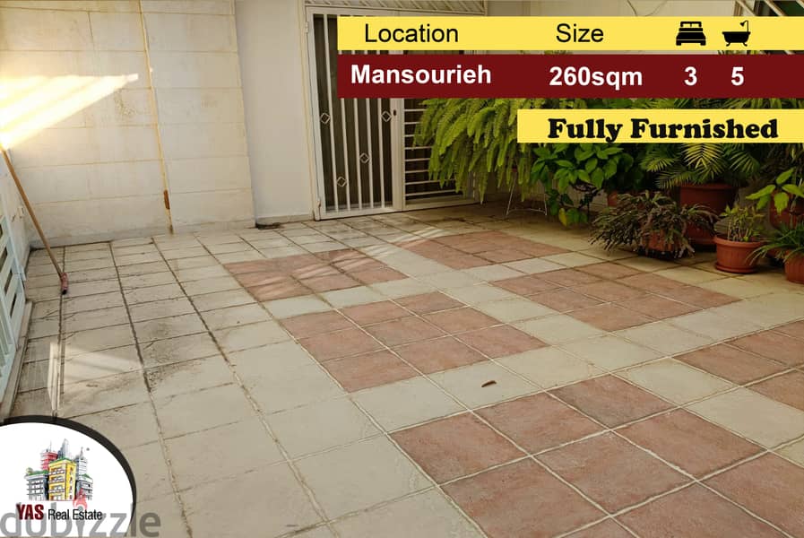 Mansourieh 260m2 | 40m2 Terrace | Furnished | Decorated Flat | AA/AC | 0