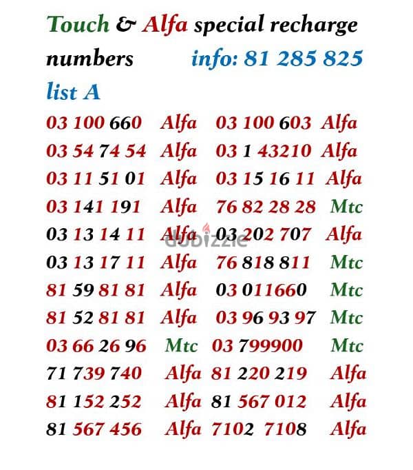 special recharge numbers 0