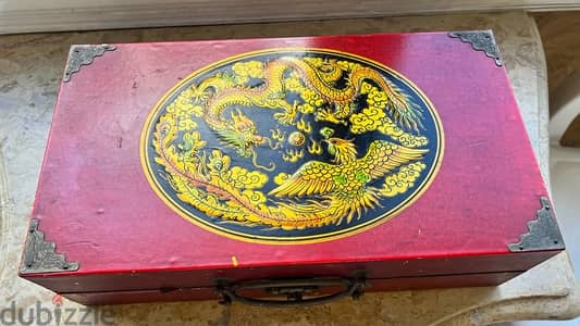 vintage chinese chess set wooden box