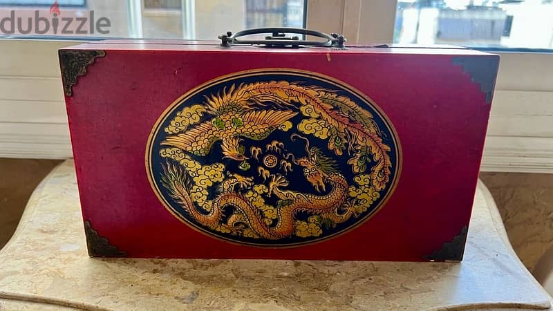 vintage chinese chess set wooden box 1