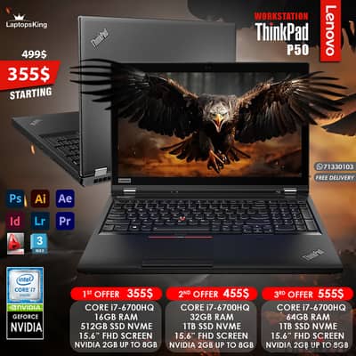 Lenovo Thinkpad P50 Core i7-6700HQ NVIDIA 2GB UP TO 8GB 15.6" Workstat