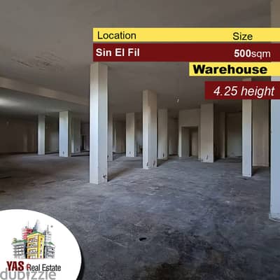 Sin El Fil 500m2 | Spacious Warehouse | 4.25 Height | Prime Area | AA