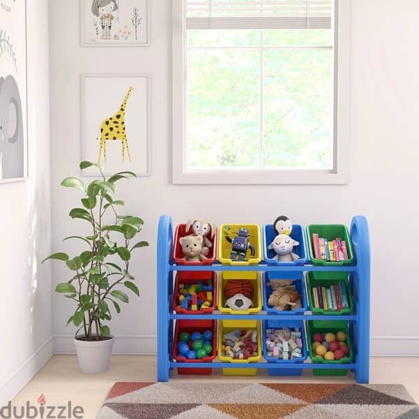 3-Tier Toy Storage Organizer for Kids with 12 Bins - Assorted 3