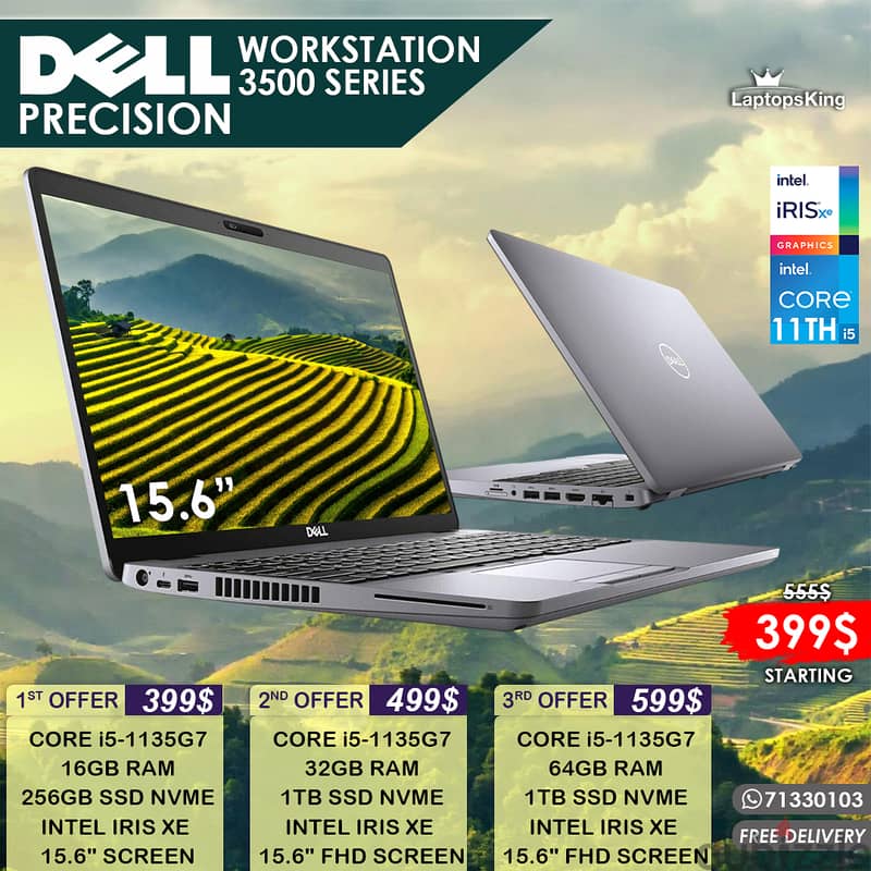 DELL PRECISION 3500 SERIES i5 GEN 11TH INTEL IRIS XE 15.6" LAPTOPS 0